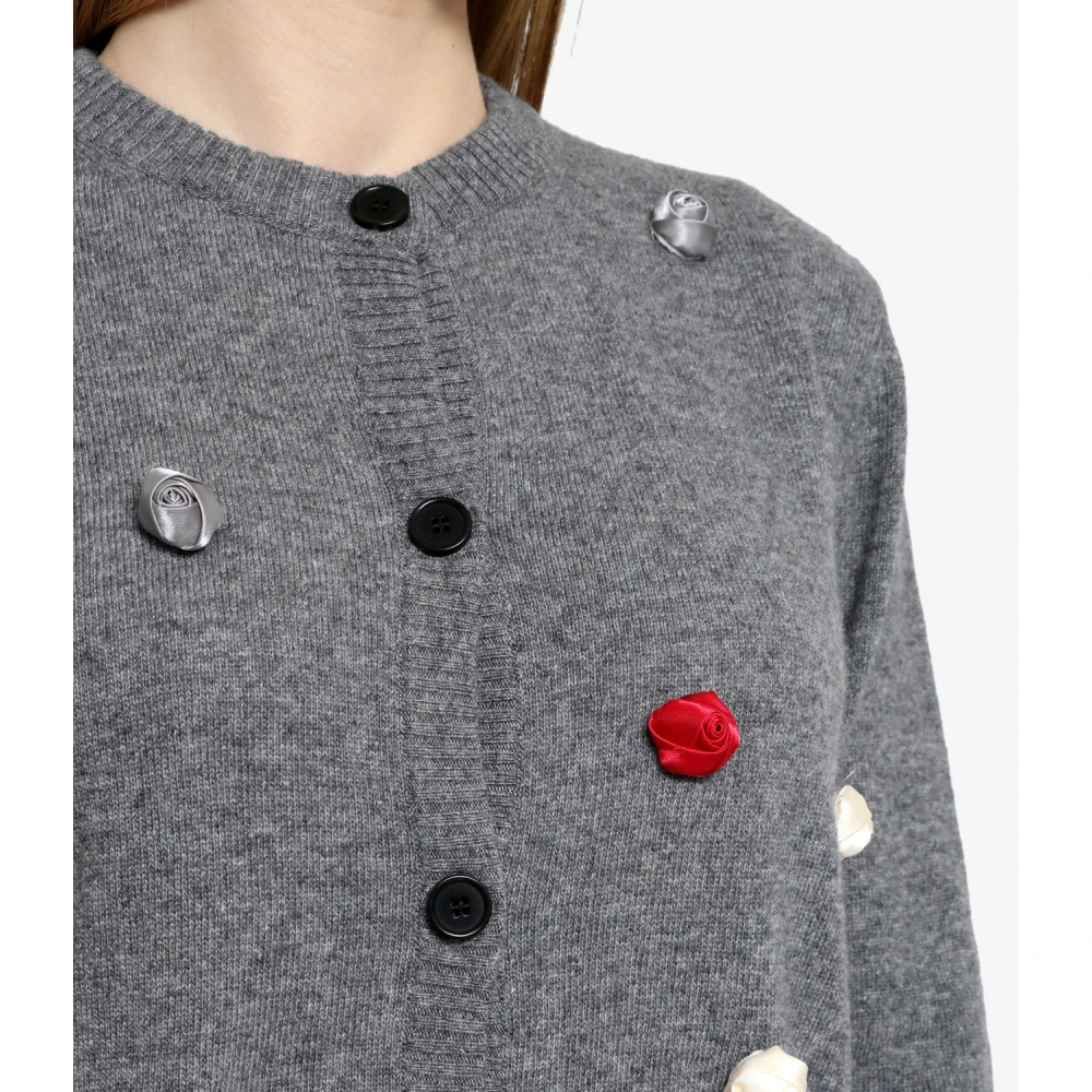 Msgm Grijze Wollen Trui met Rozetten Gray Dames