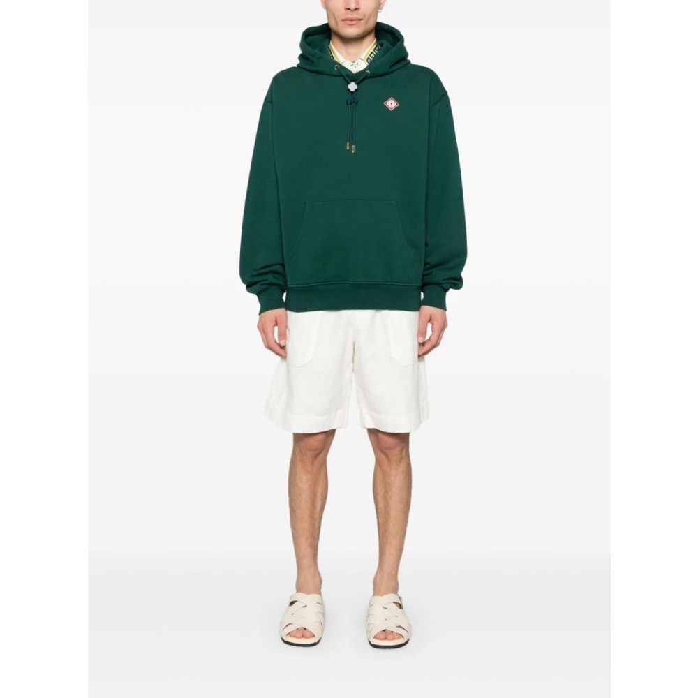 Casablanca Donkergroene Logo Patch Hoodie Green Heren