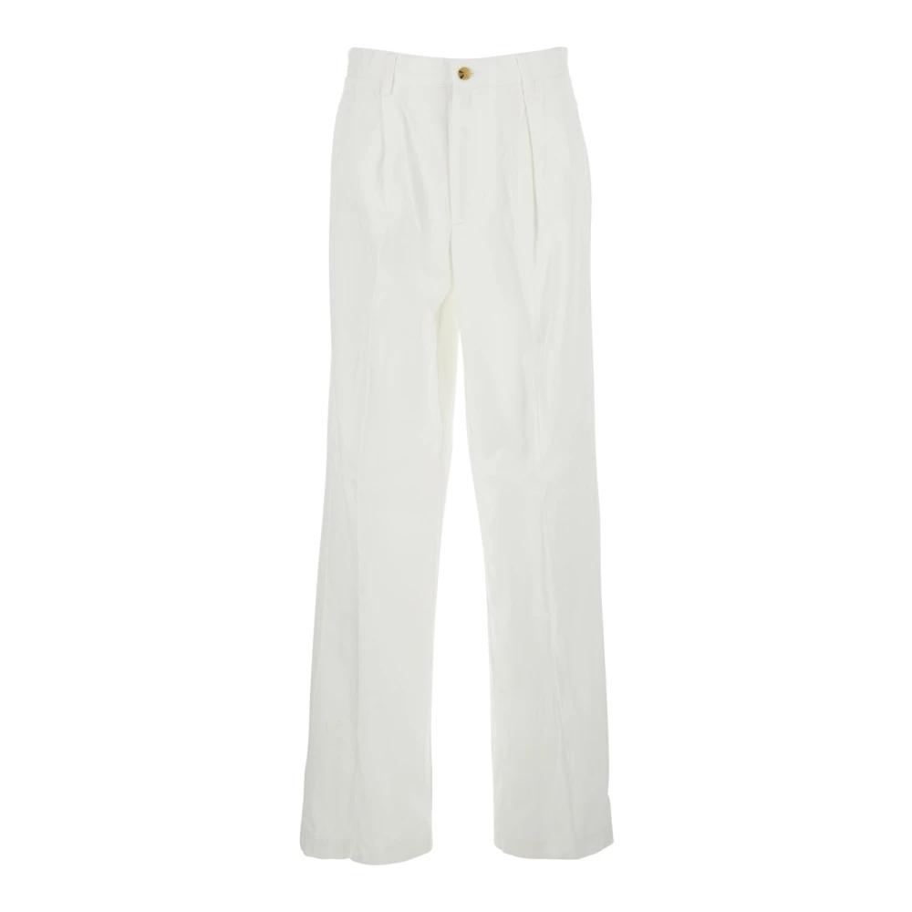 Polo Ralph Lauren Donna Bianco Pantaloni Con Pince