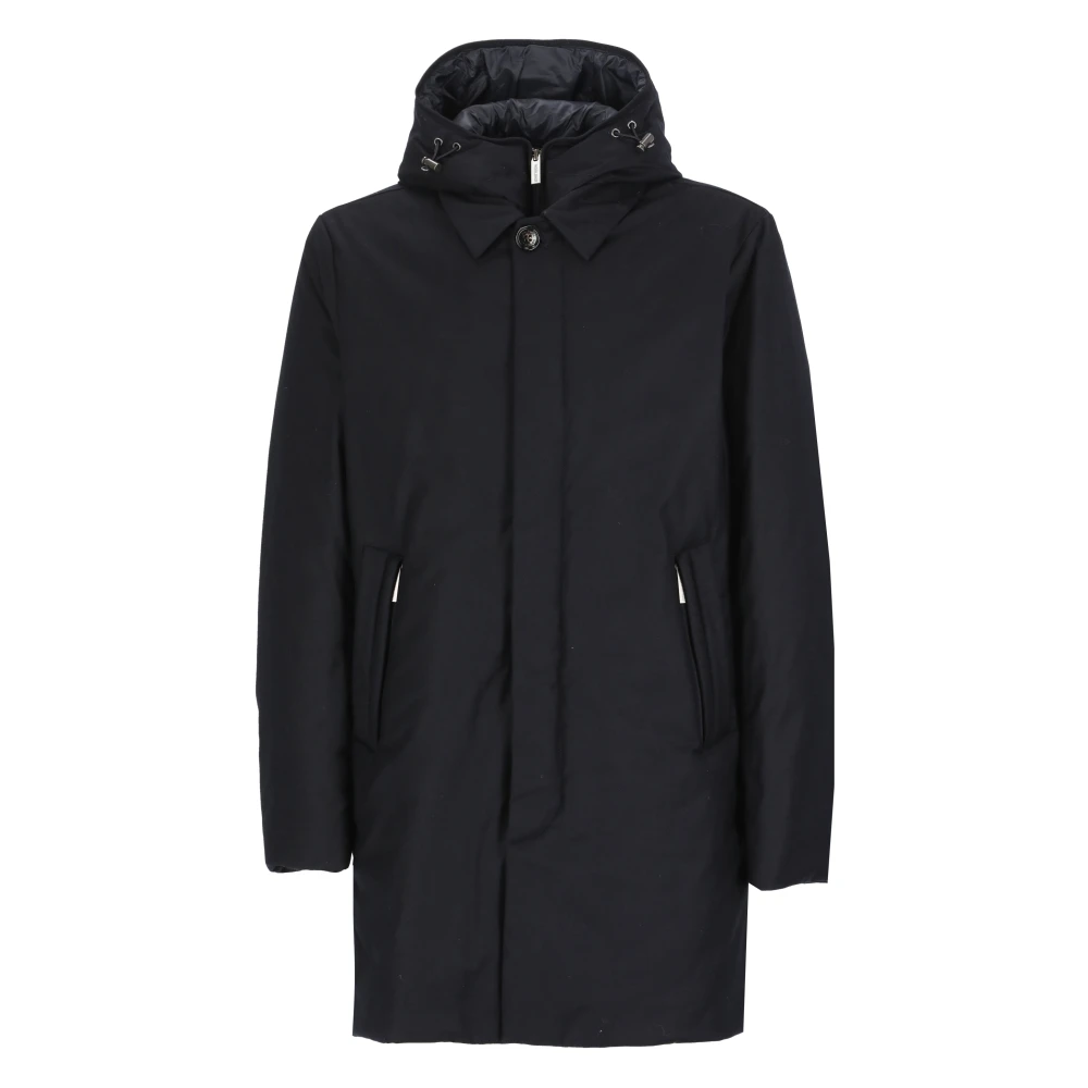Woolrich Blauwe gewatteerde jas met capuchon Blue Heren