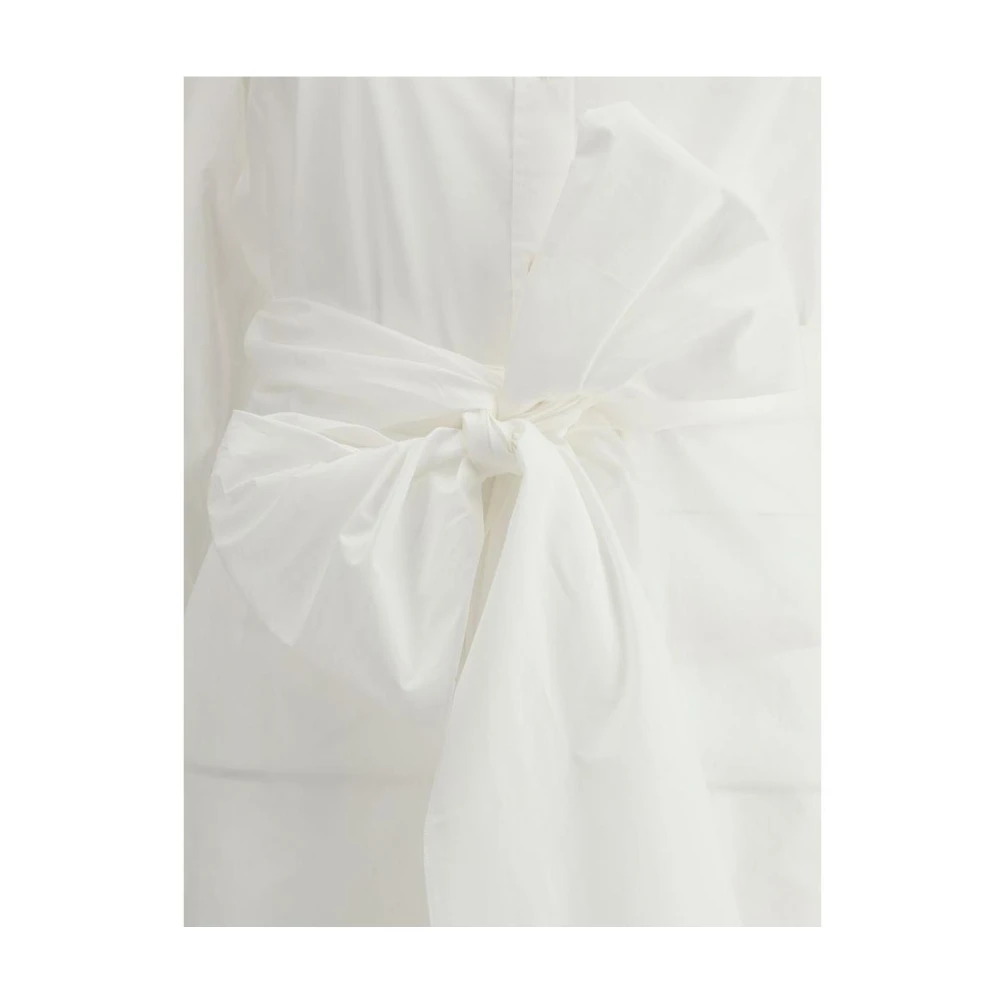 Forte Geknoopt Langarm Poplin Overhemd White Dames
