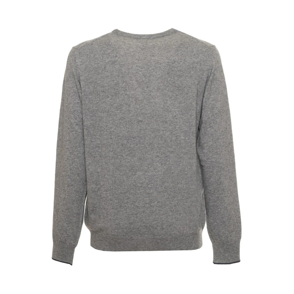 Sergio Tacchini Solide ronde hals kasjmier wolmix trui met zichtbaar logo Gray Heren