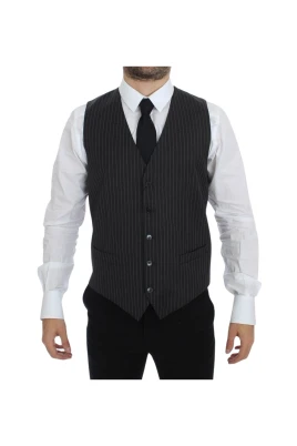 Striped Wool Single Breasted Vest