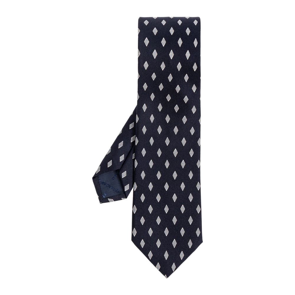 Ferragamo Uomo Blu Cravatta In Seta Con Stampa Micro Gancini
