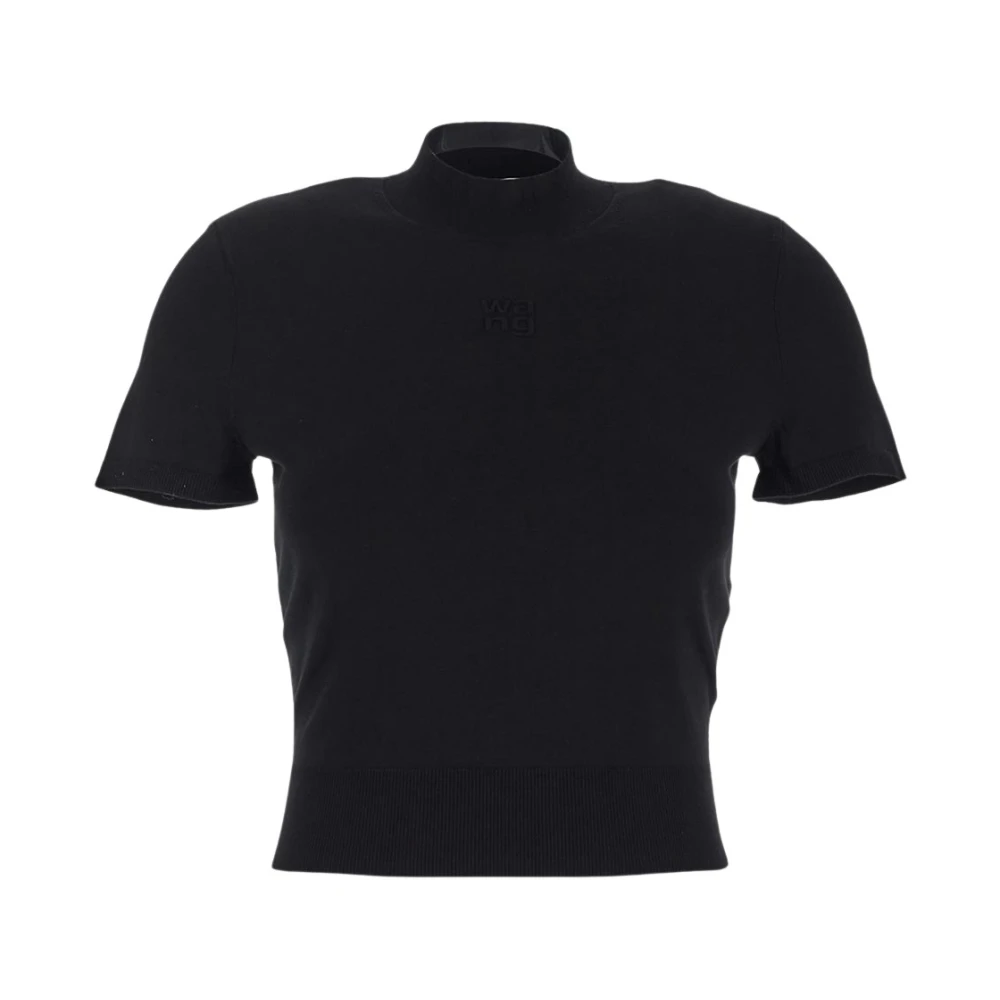 T by Alexander Wang Gemengde Stof Mock Neck Top Black Dames