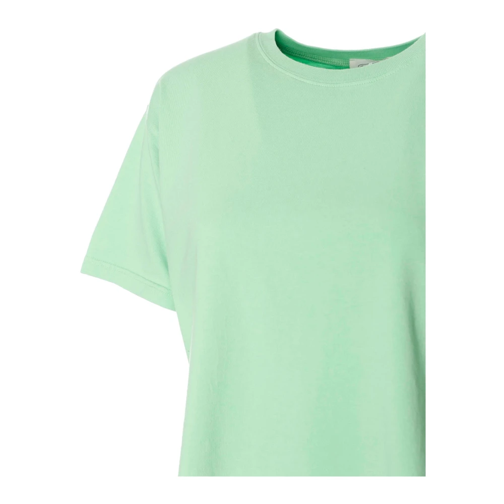 American vintage Casual Ribgebreid T-shirt met Relaxte Pasvorm Green Dames