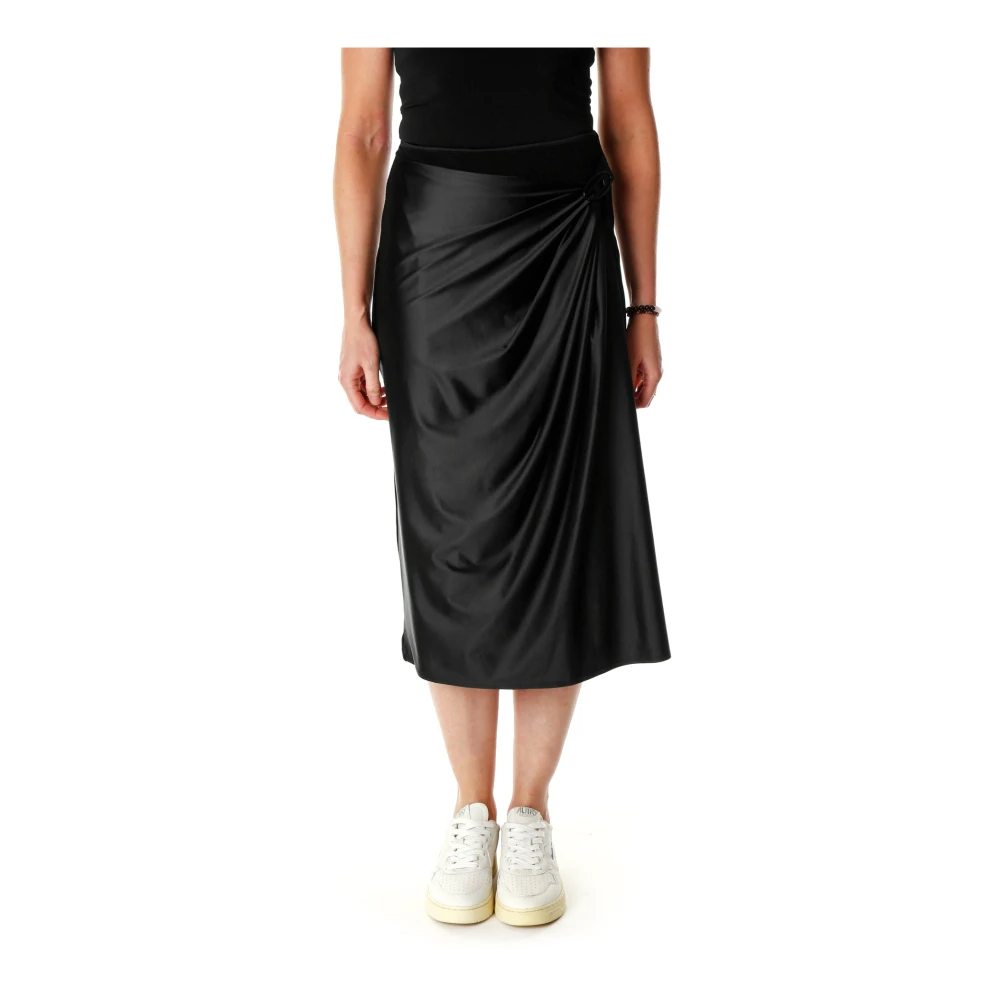 Diesel Draperad Chintz Midi Kjol med Metallic Oval Black, Dam