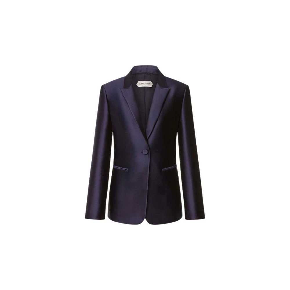 Alberta Ferretti Blue Blazers, Female, Xl, Mikado Evening Jacket