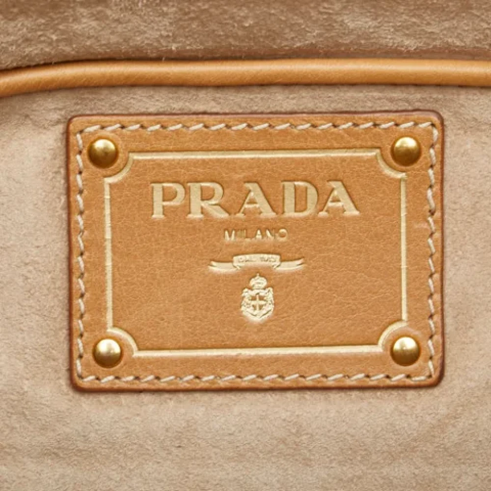 Prada Vintage Pre-owned Leather shoulder-bags Beige Dames