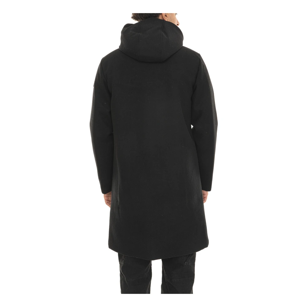 Emporio Armani EA7 Wollen jas met capuchon en zakken Black Heren