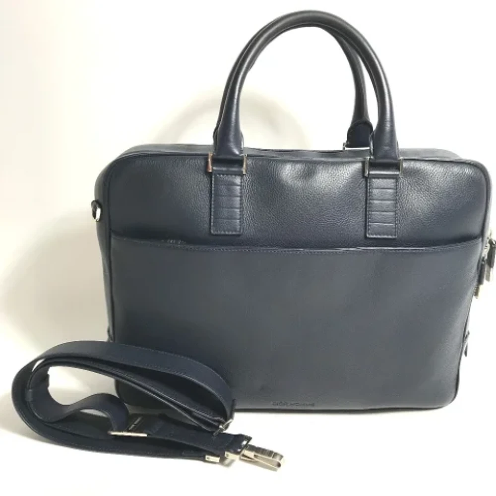 Dior Vintage Pre-owned Leather dior-bags Blue Heren