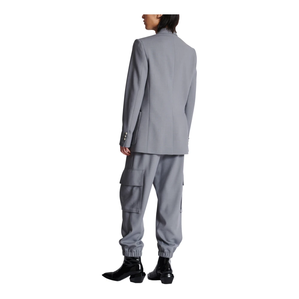 Balmain Gebelde asymmetrische jas in dubbele crêpe Gray Heren
