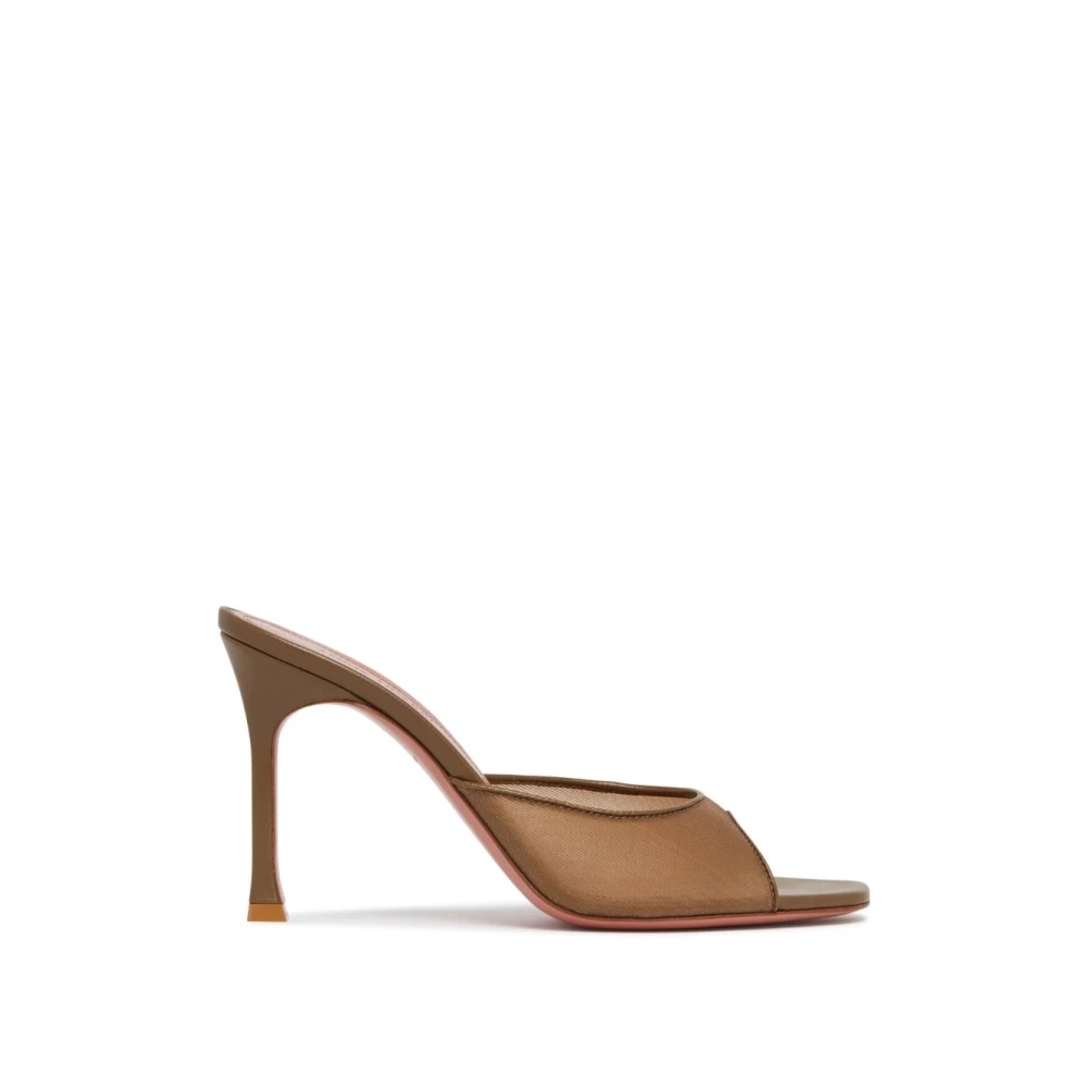 Amina Muaddi Women's Brown Alexa Mesh Slipper 95 - High Heel Sandals - 7 Uk - Shoes