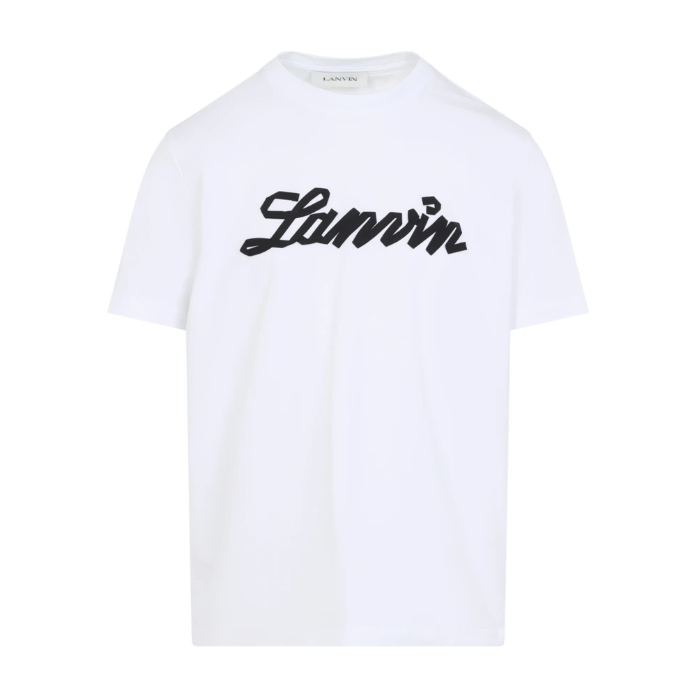 Lanvin White T-Shirts, Male, S, Embroidered Logo T-Shirt