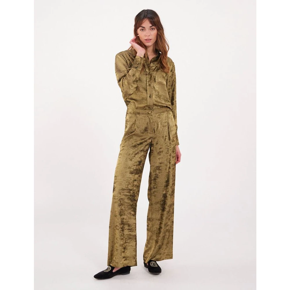 Ines De La Fressange Paris Ernestine gouden lamé broek Yellow Dames