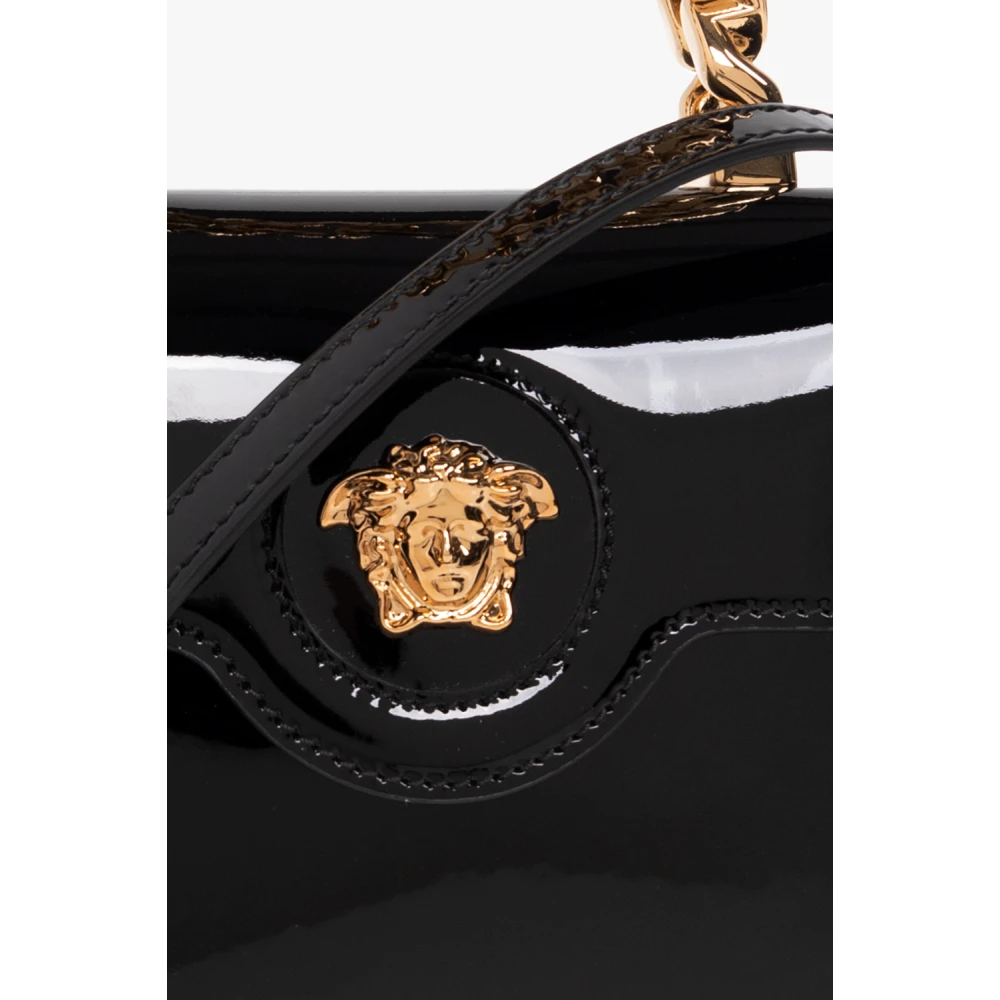 Versace La Medusa Mini lakleren schoudertas Black Dames