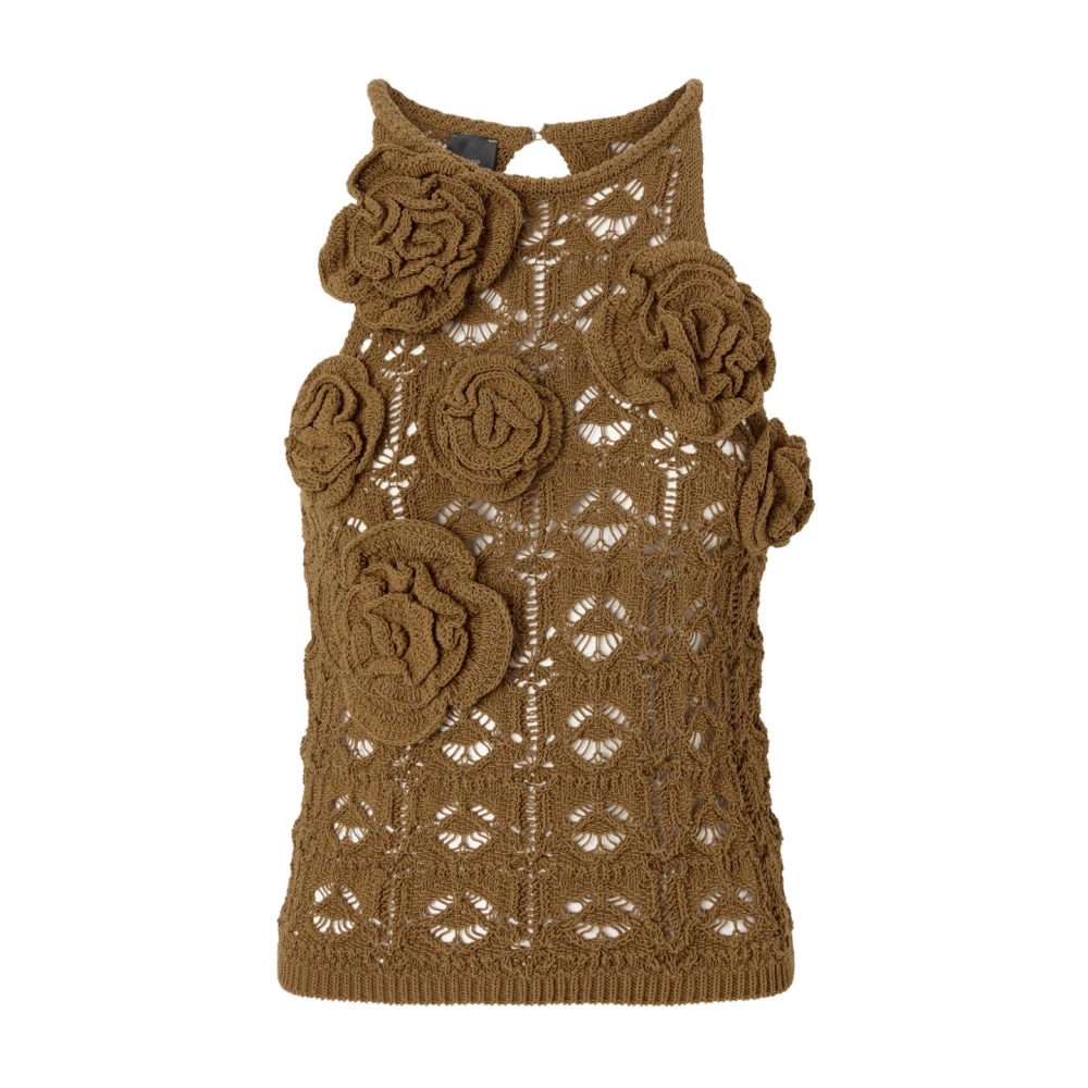 Pinko Women's Brown Nymphaea Round-Neck Knitwear