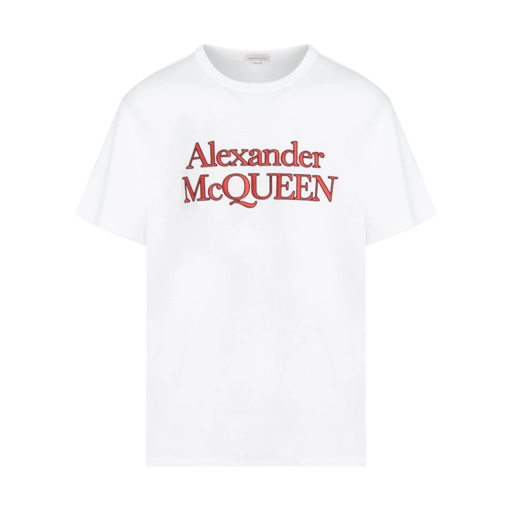 Alexander McQueen Stilfull Mid-Weight Bomull T-shirt White, Herr