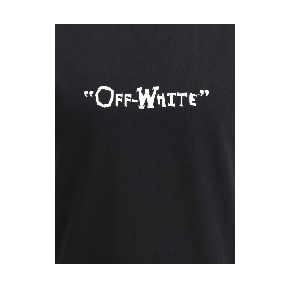 Off White Minimalistisch Katoenen Quote T-Shirt Black Heren