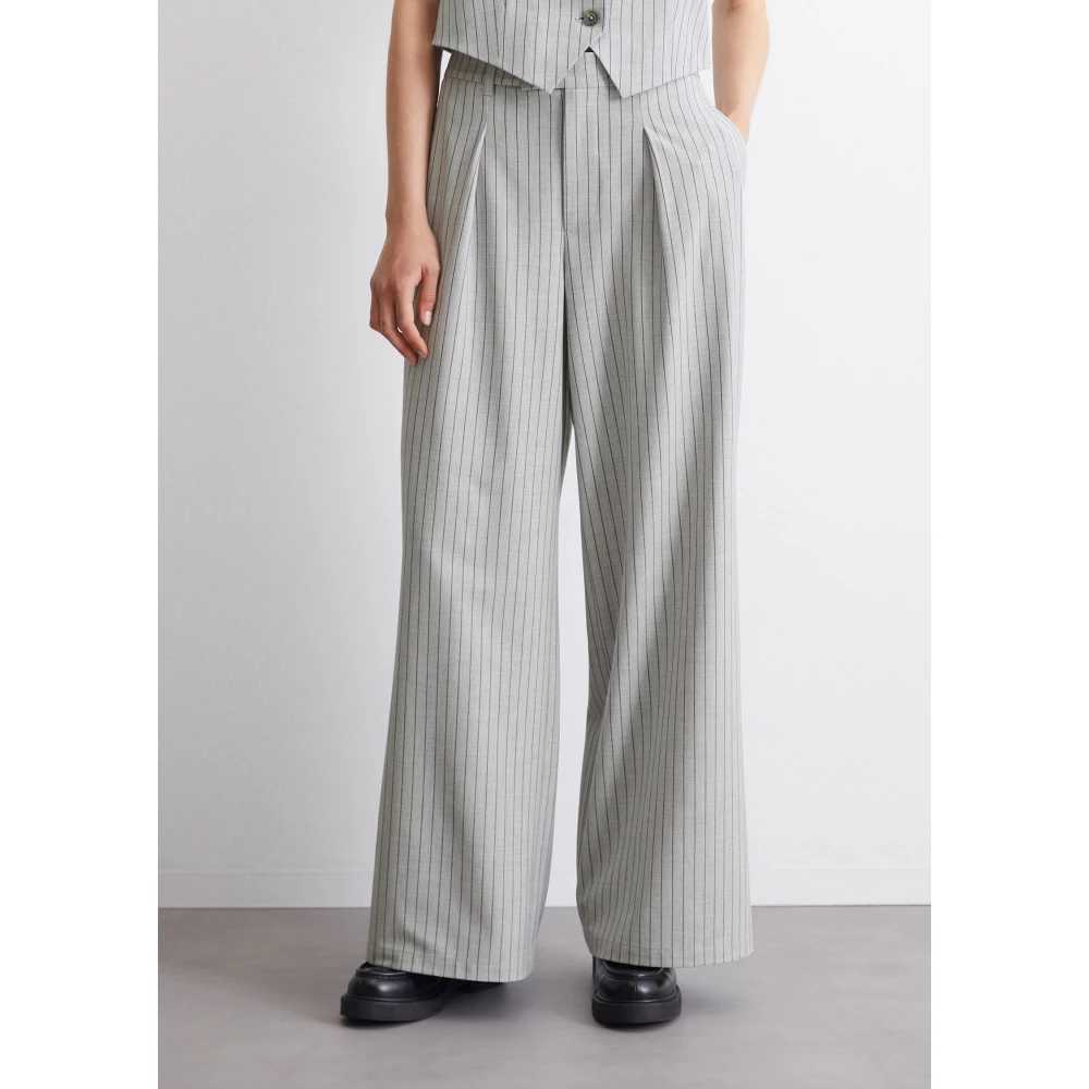 Marc O'Polo Pinstripe broek wijd Gray Dames