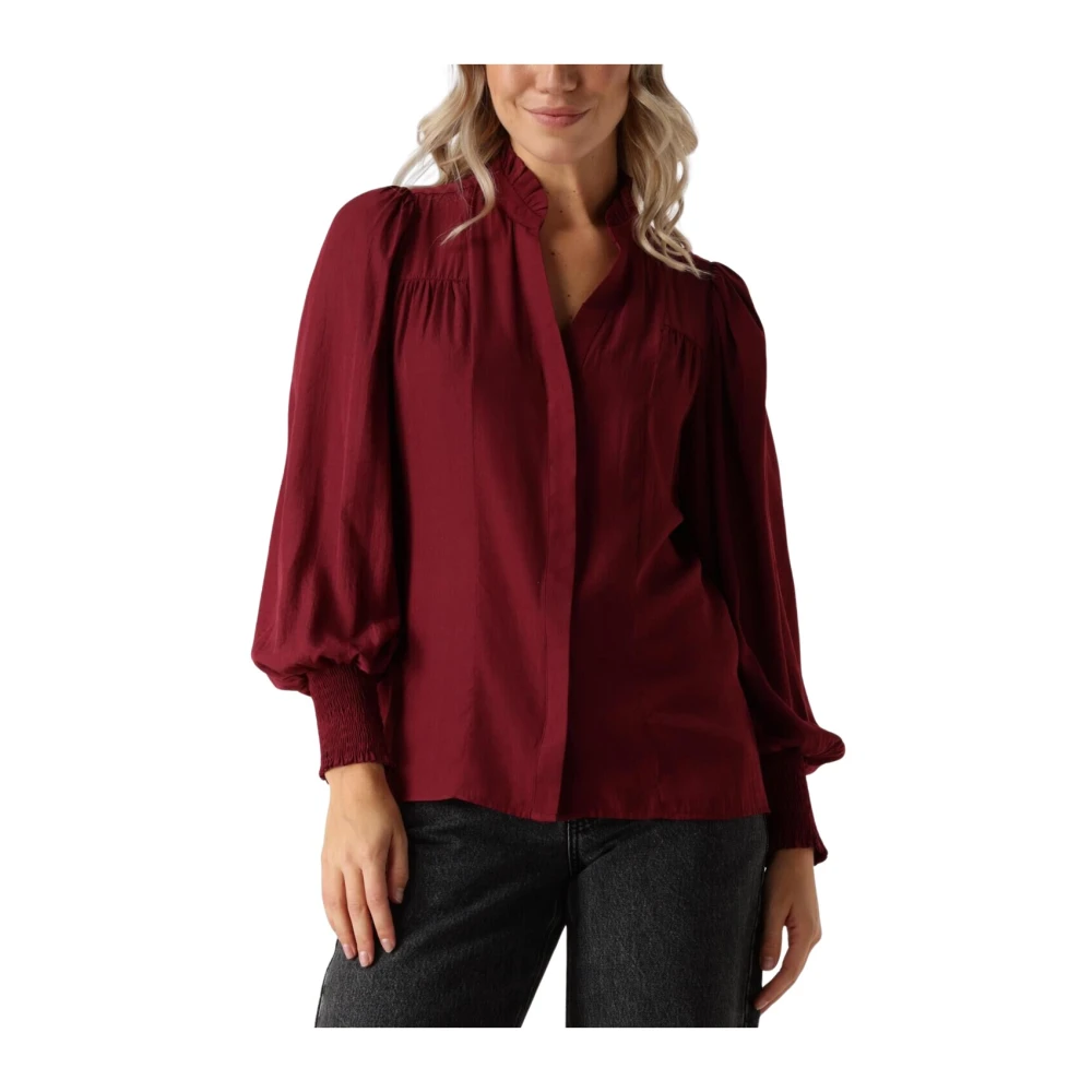 Co'Couture Petra V-hals Blouse Bordeaux Red Dames