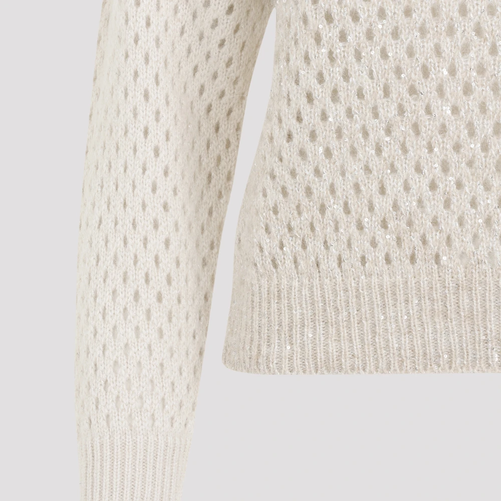 PESERICO Alpaca Blend Ronde Hals Gebreide Kleding Beige Dames