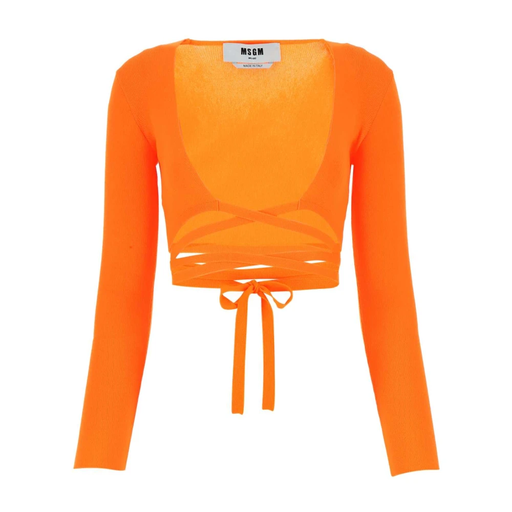 Msgm Stretch Cardigan in Oranje Polyester Blend Orange Dames
