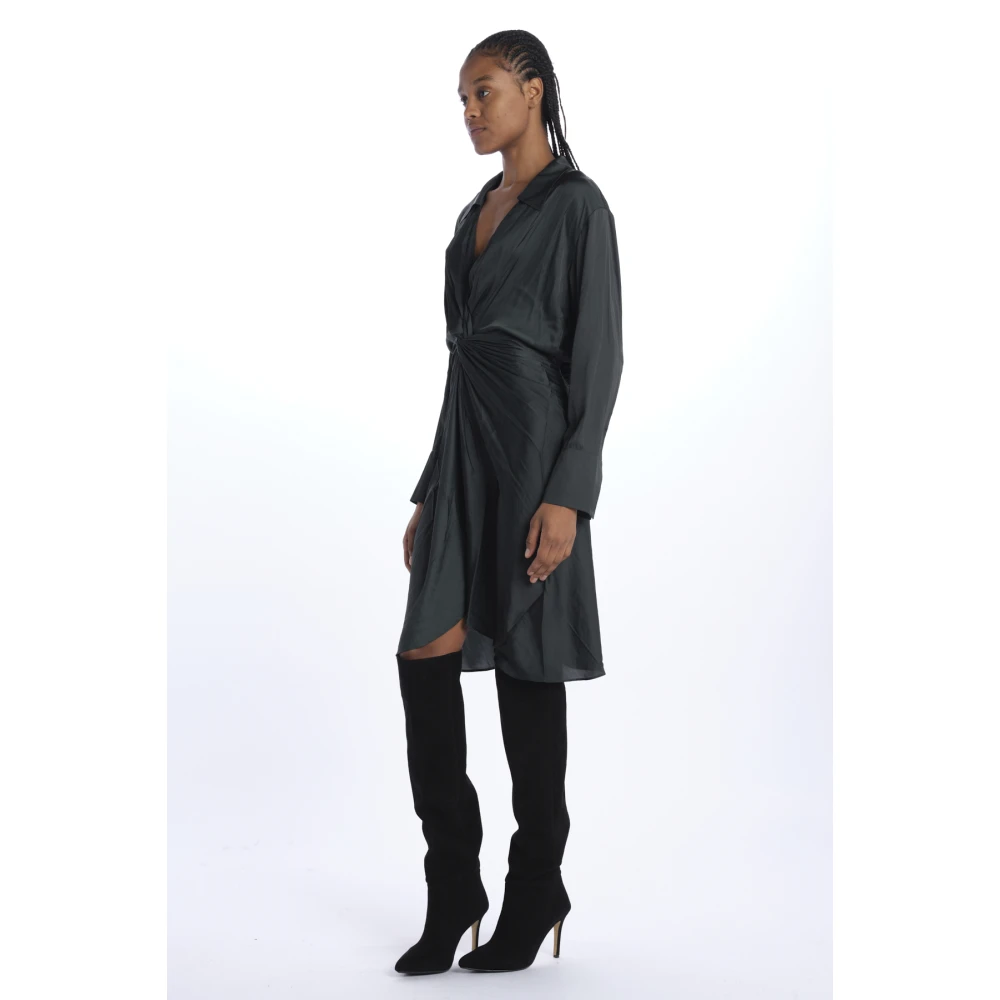 Zadig & Voltaire Groene Satijnen V-Hals Jurk Green Dames