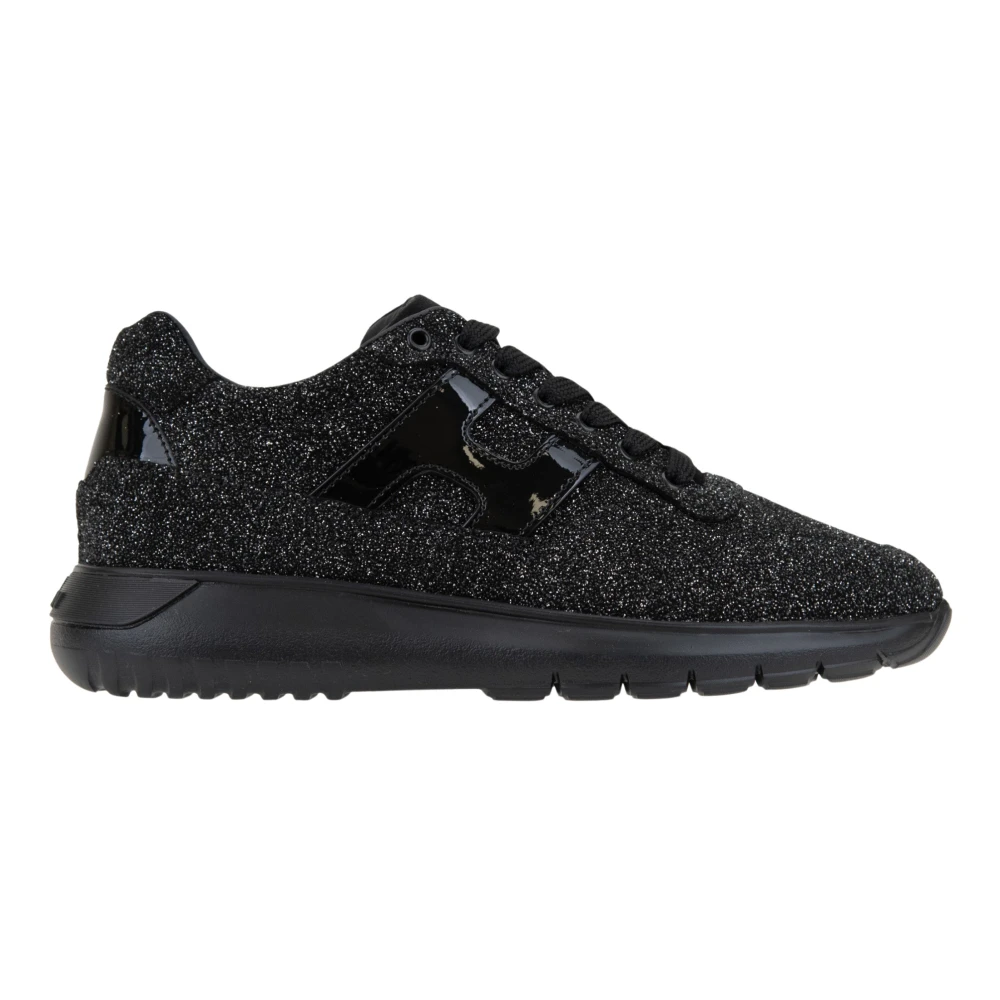 Hogan Läder Snörning Glitter Sneakers Kvinnor Black, Dam