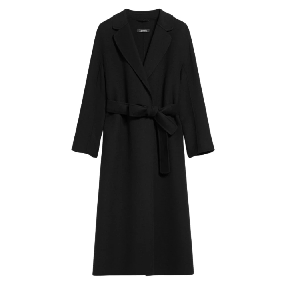 Max Mara Women's Black Pure Wool Midi Coat With Flared Hem