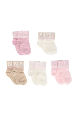 Broderade logga ribbstickade strumpor (5-pack)