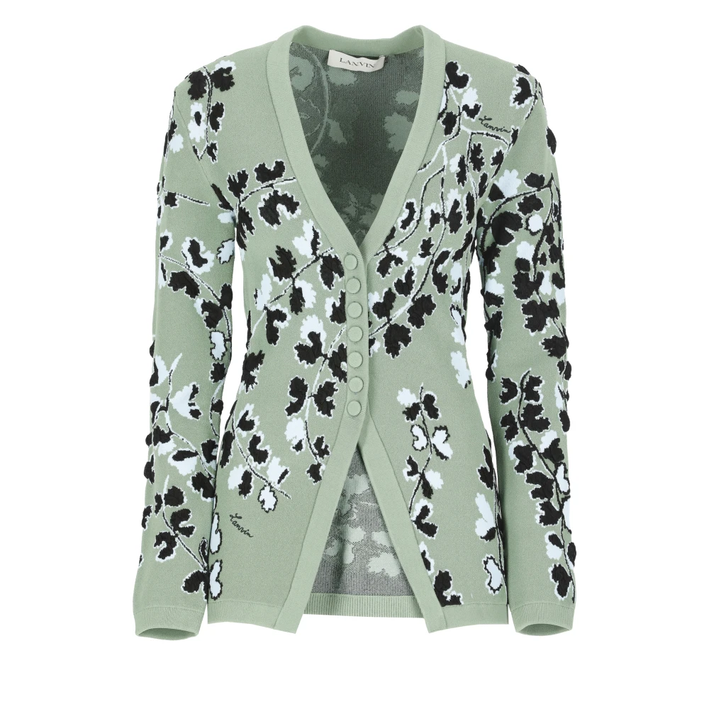 Lanvin Groene Bloemenpatroon V-hals Vest Green Dames