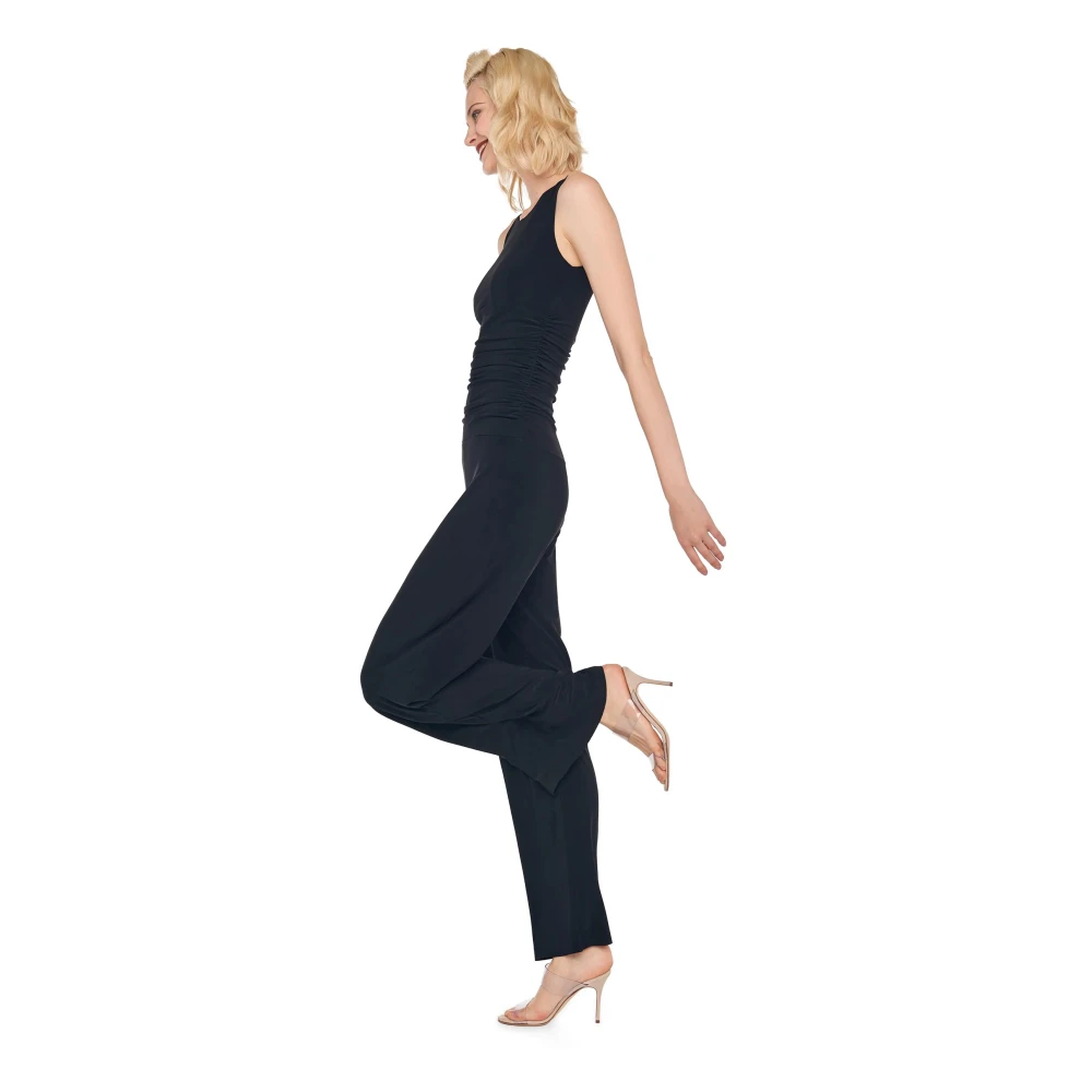 Norma Kamali Zwarte mouwloze jumpsuit met wijde pijpen Black Dames