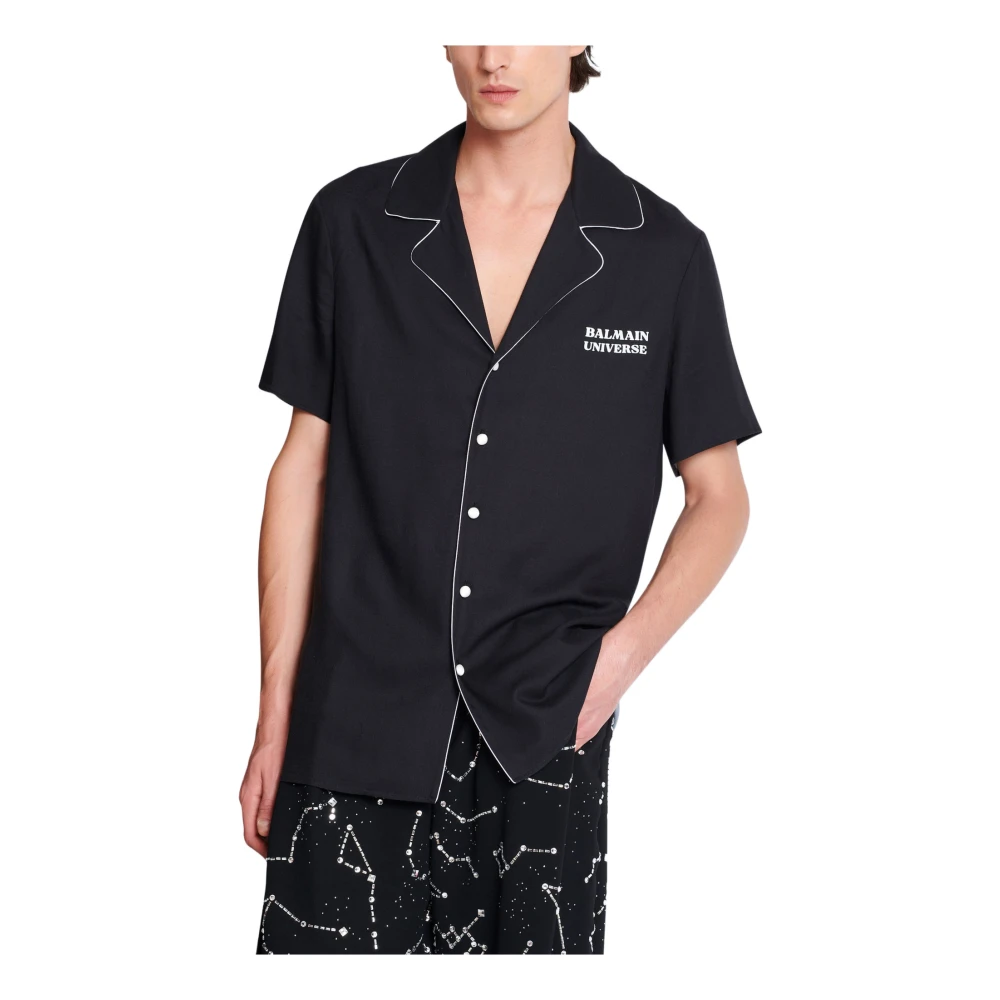 Balmain Pyjama shirt met 9 panets print Black Heren