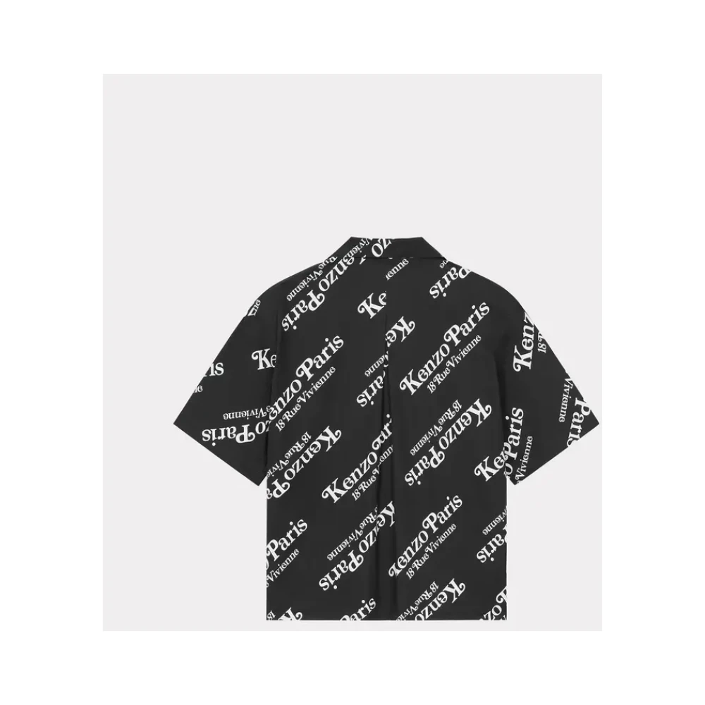 Kenzo Zwarte Hawaïaanse overhemd met origineel monogram Black Heren