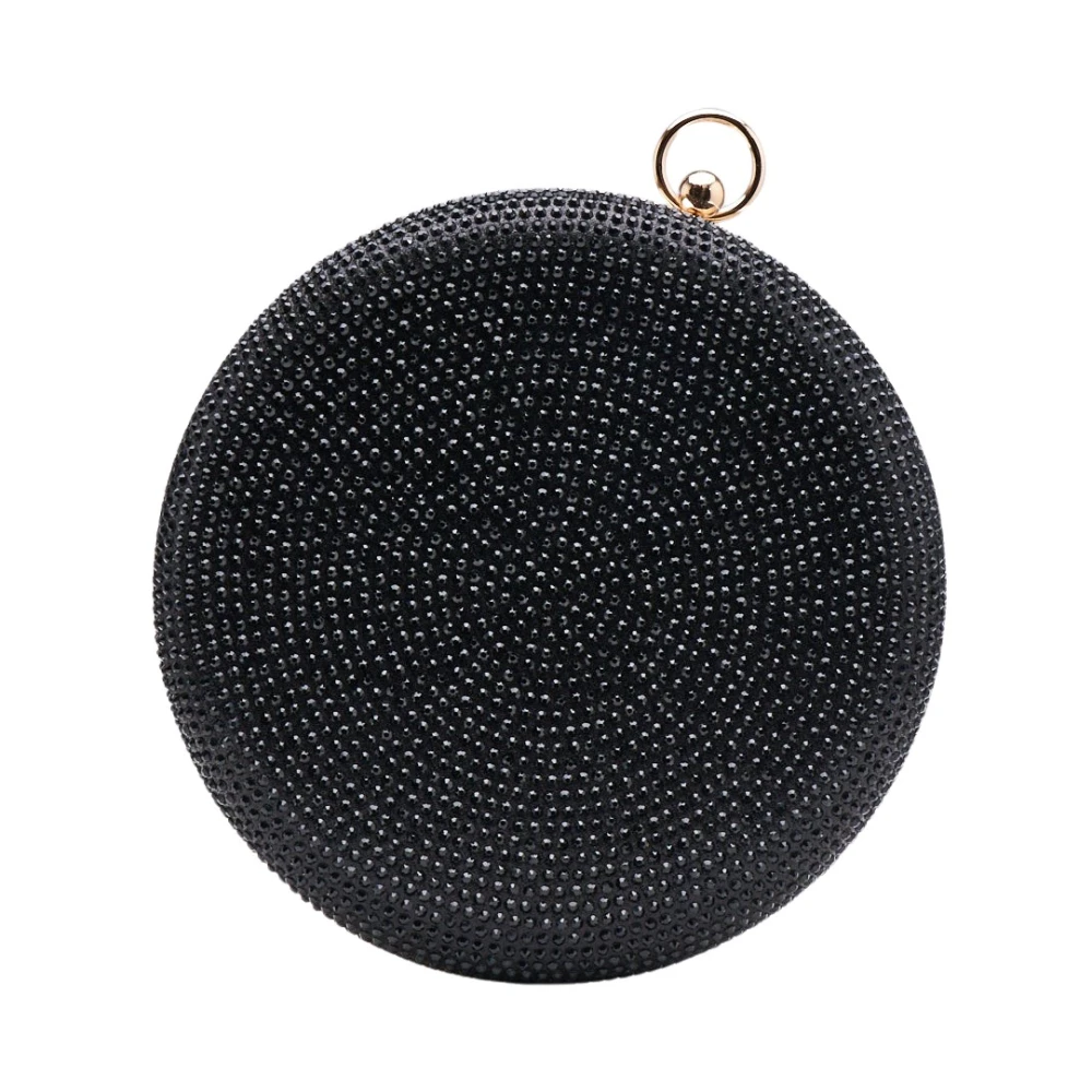 Silvian Heach Ronde Metalen Clutch met Strass Black Dames