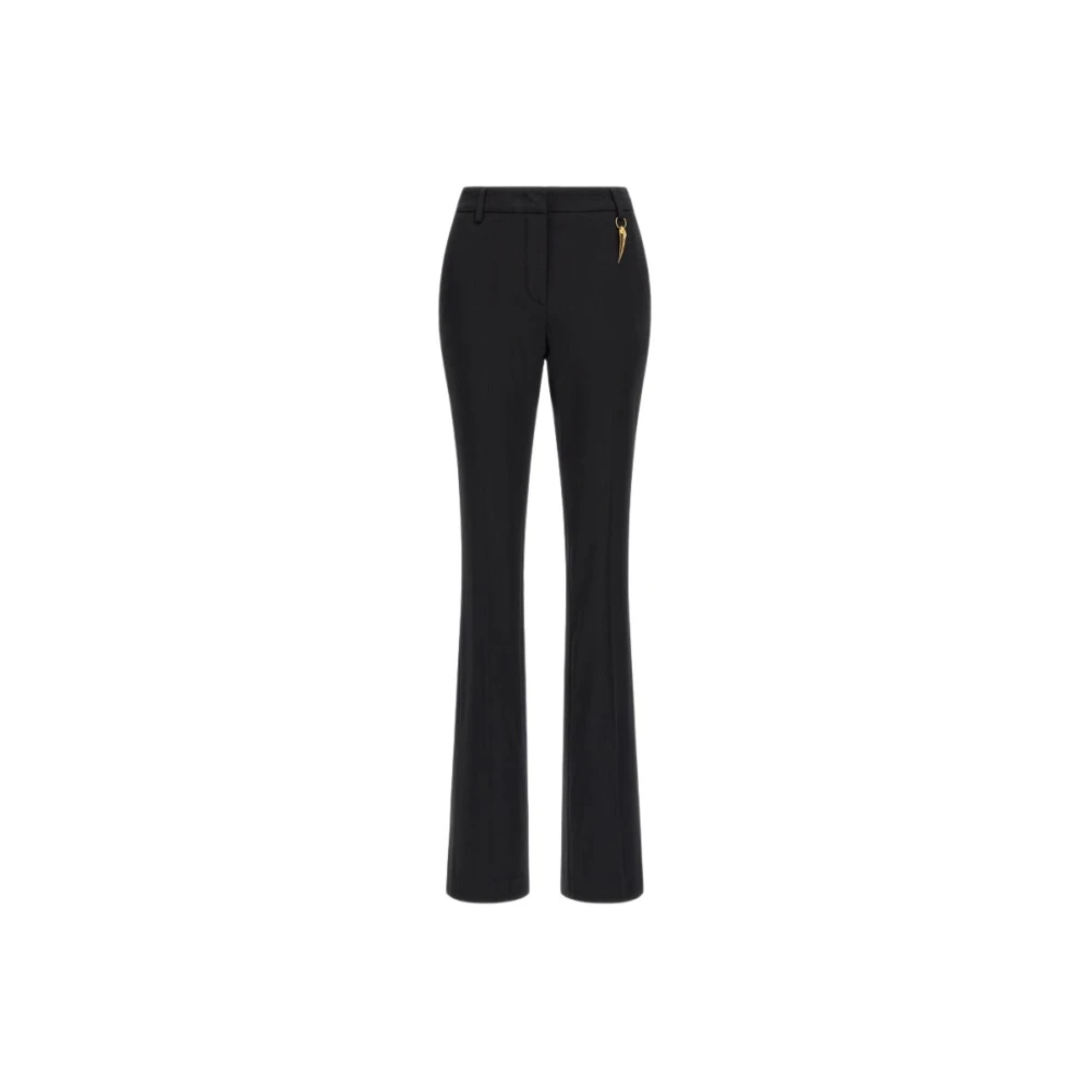 Roberto Cavalli Black Wide Trousers, Female, Xs, Fang Detail Trousers Female