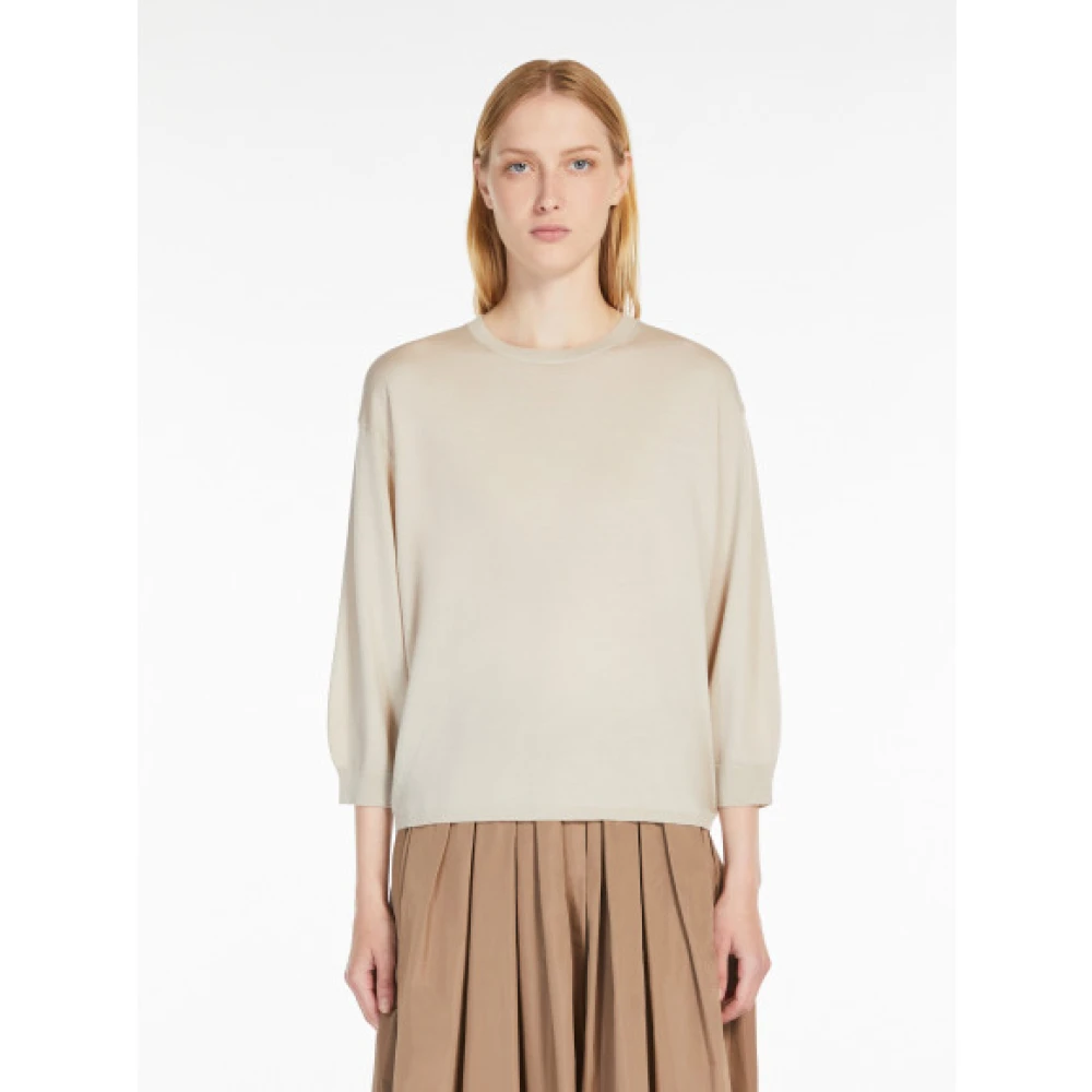 Max Mara Puur wol ronde hals trui Beige Dames