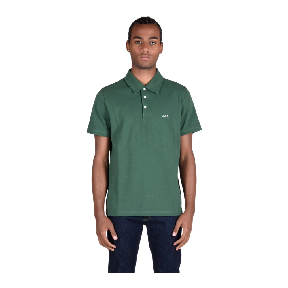 A.p.c. Katoenen Polo Shirt Green Heren