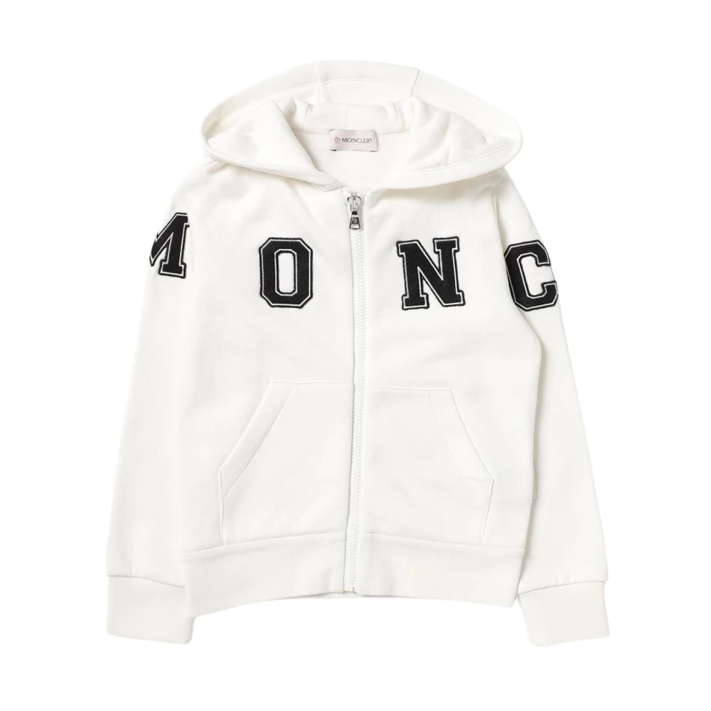 Moncler Unisex Kids White Kids Sweatshirts, 10 Y, Hooded Zip-Up Sweatshirt