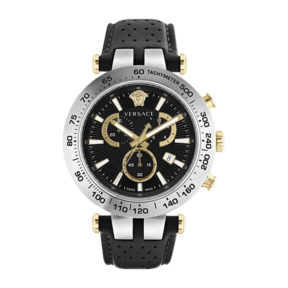Versace Men's Black Bold Chrono Leather Watch