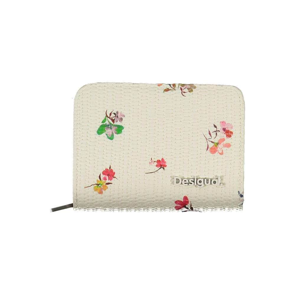 Desigual Contrasterende portemonnee met rits en logo White Dames