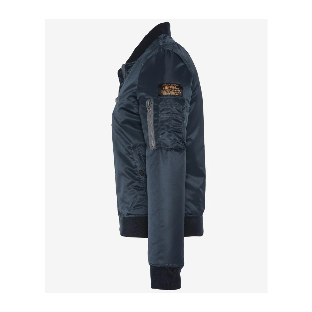 Schott NYC Geborduurde Logo Bomberjack Blue Heren