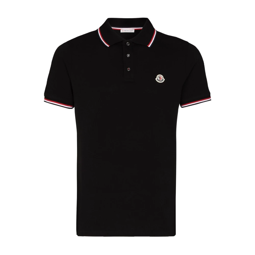 Moncler Klassiek Zwart Polo Shirt met Logo Black Heren