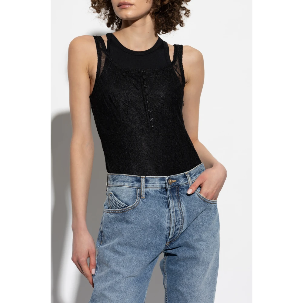 The Attico Kanten bodysuit Black Dames