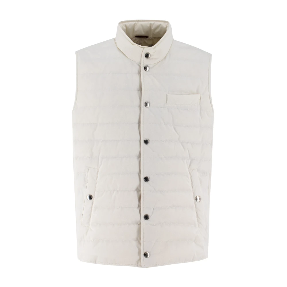 BRUNELLO CUCINELLI Gewatteerde Mouwloze Donsjas White Heren