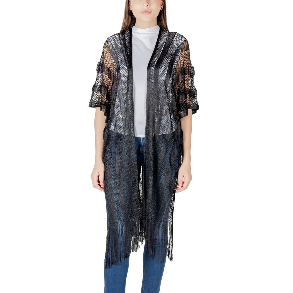Liu Jo Women's Black Lurex Net Poncho