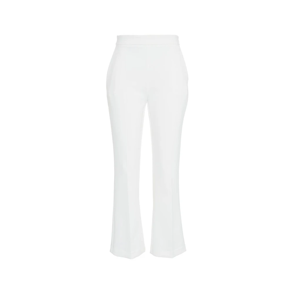 Elisabetta Franchi Vita Cropped Crêpe Byxor med Guld Detaljer White, Dam