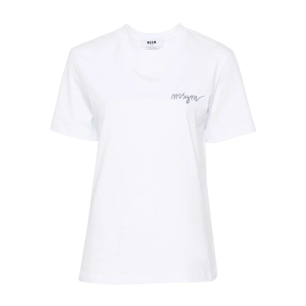 Msgm Witte Basic T-Shirt White Dames