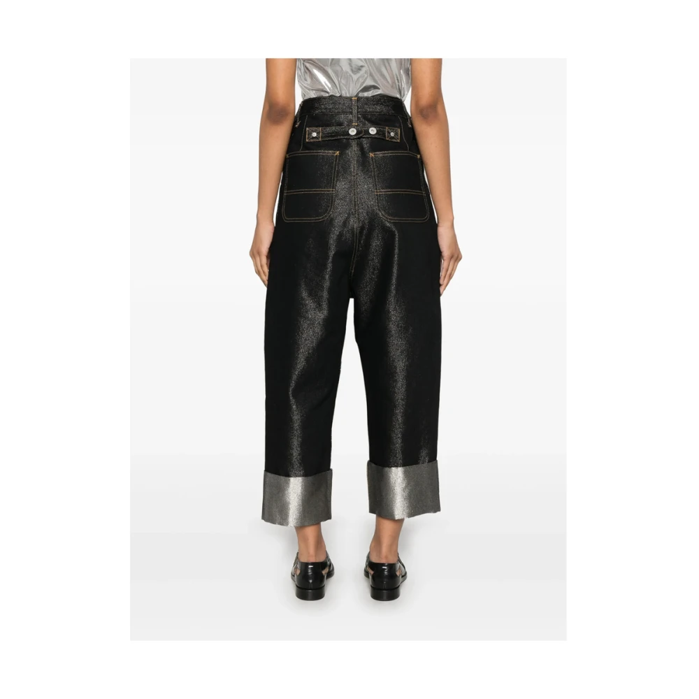 Junya Watanabe Zwarte broek met knoopsluiting en riem Black Dames